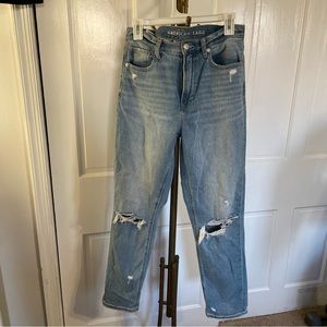 American Eagle Distressed High Rise straight jeans